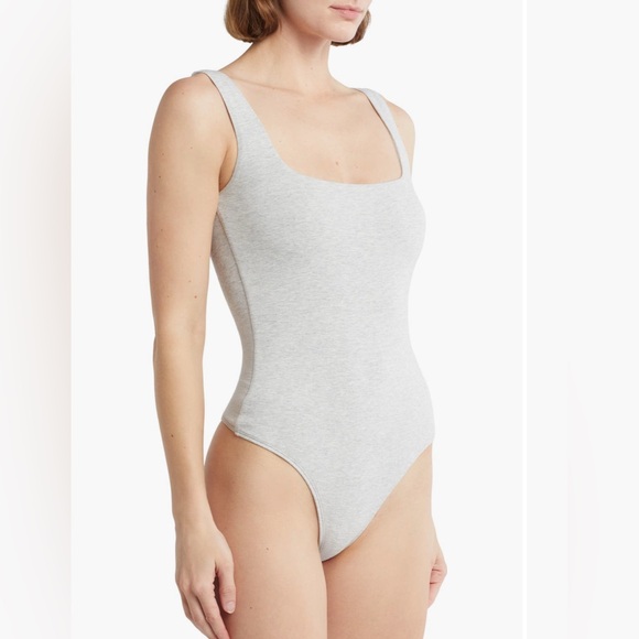 GOOD AMERICAN Super Stretch Tank Womens's Bodysuit Heather Grey Size XL BNWT - Picture 2 of 10
